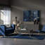 Art mural en toile bleue et dorée, ensemble de décoration murale en marbre bleu moderne