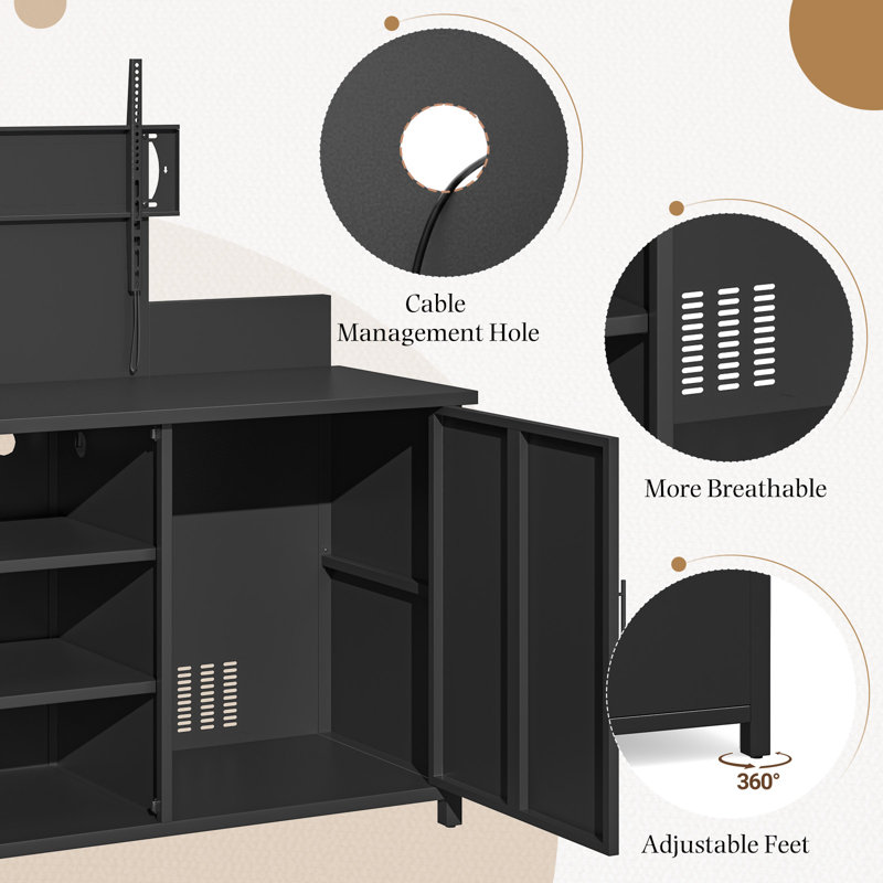 Meuble télé d'extérieur avec armoire de rangement pour écrans de 40 à 85 po