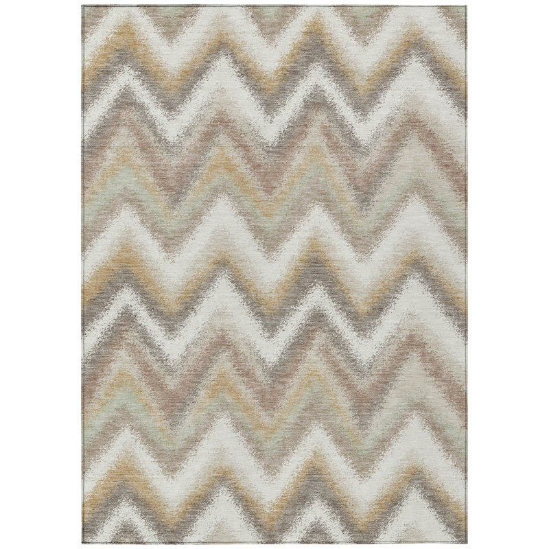 Machine Washable Indoor/Outdoor Chantille ACN2596 Geometric Rug, Ivory, 10' x 14'
