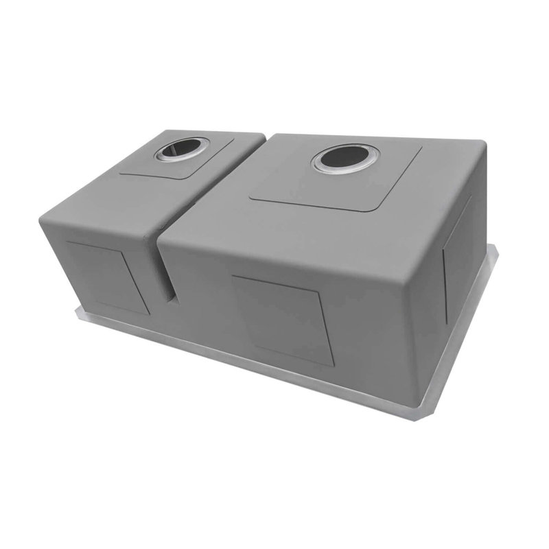 Ruvati 33-inch Low-Divide Undermount 40/60 Double Bowl Rounded Corners Stainless Steel Kitchen Sink