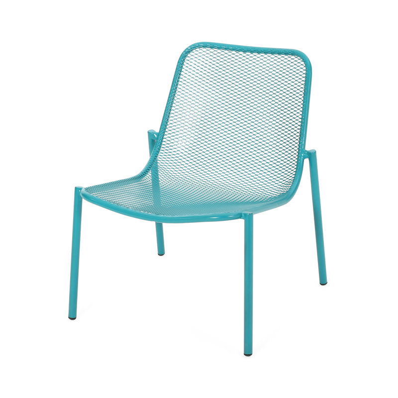 Chaise empilable d'extérieur, assise en maille, 66 x 56,5 x 66 cm, couleur turquoise, style moderne, résistante aux intempéries, 66 x 56,5 x 66 cm