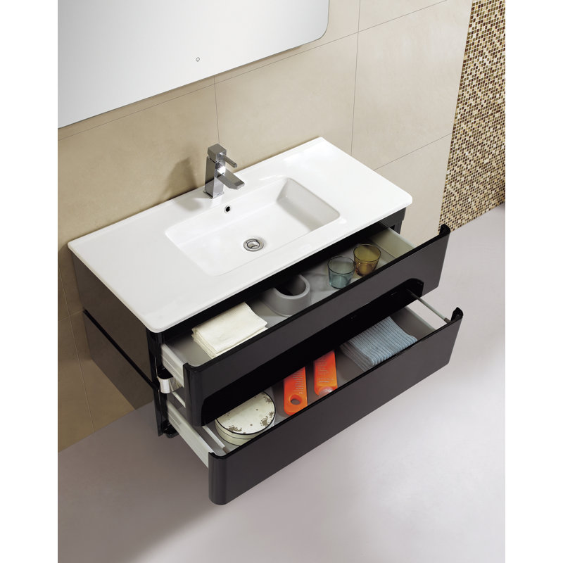 Ensemble de meuble-lavabo mural simple 39 po Stellan, Noir