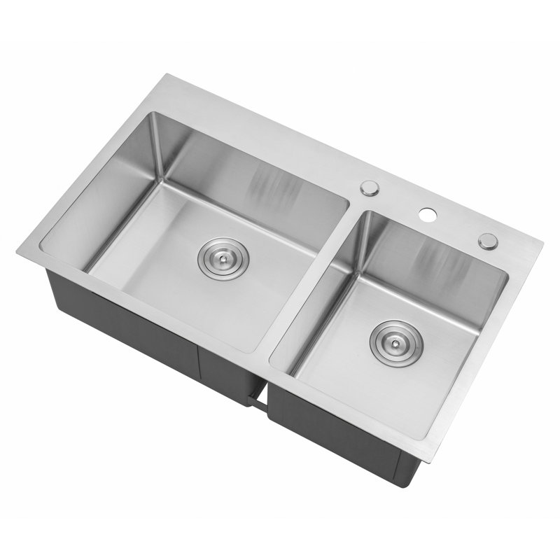 36 " L Drop-In Double Bowl Stainless Steel Kitchen Sink