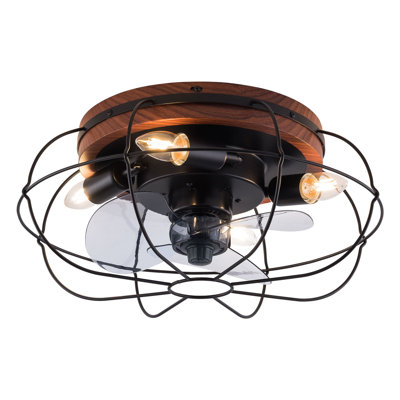 Ventilateur de plafond de style industriel en cage à 3 pales de 18 po Rattew