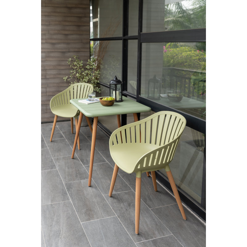 LifestyleGarden Fiji FSC Wood and Resin Outdoor Patio Honey Yellow Dining Table, Green