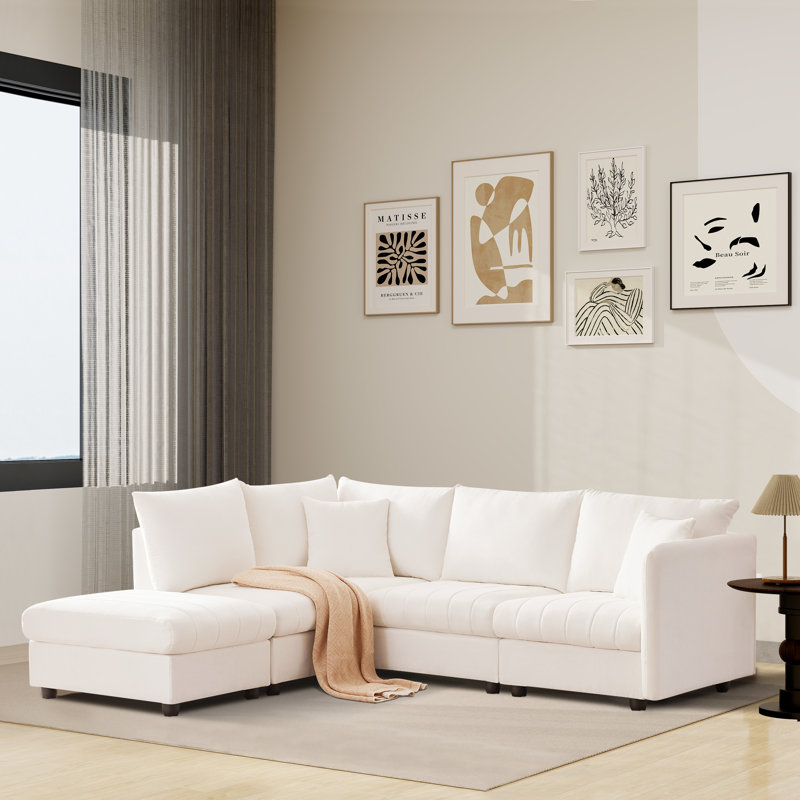 Canapé modulaire Emmilee, Lin blanc
