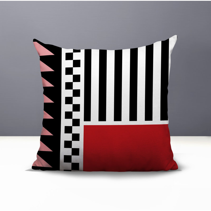 Oreiller carré réversible intérieur / extérieur Kaleido, Rouge, Carré 16 po