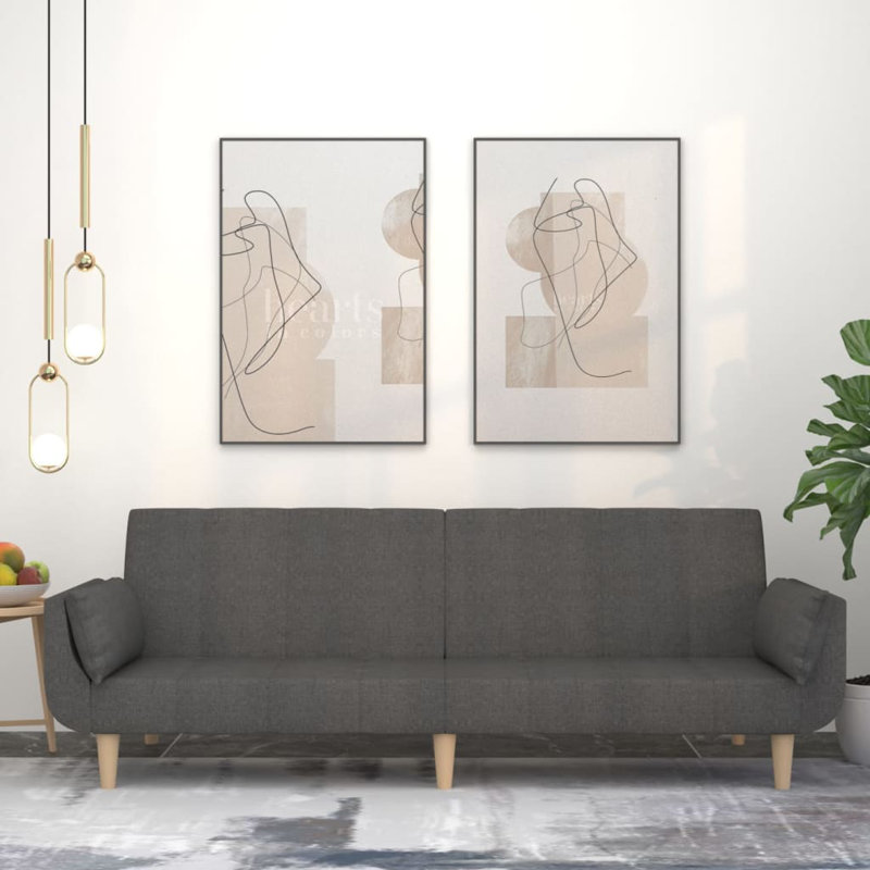 Upholstered 86.6'' Sofa, Dark Gray Polyester