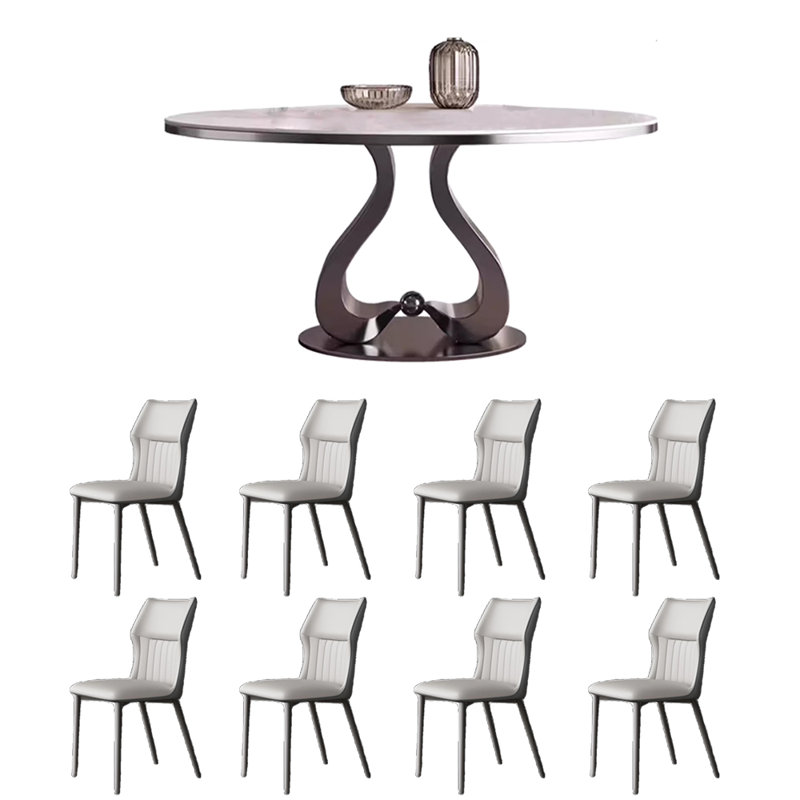 Table et chaise ronde moderne et simple de luxe, H 29,5 po x L 53,1 po x l 53,1 po , Blanc