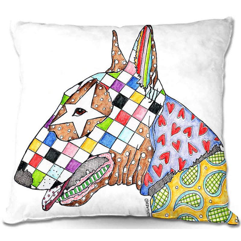  Coussin Couch Bull Terrier, 20 po x 20 po, Blanc
