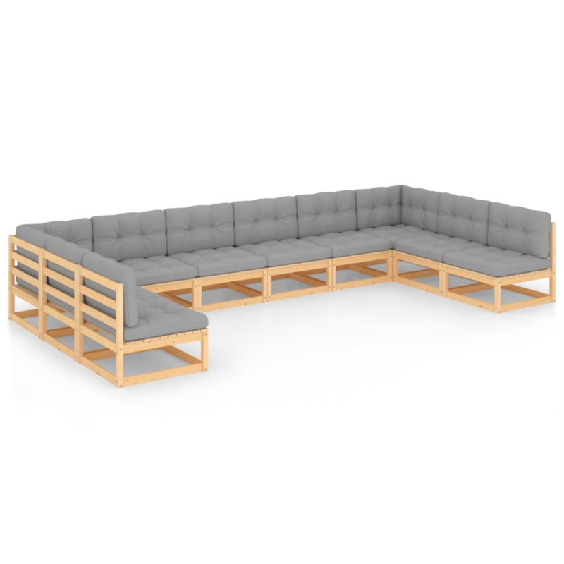 Ensemble de conversation modulaire avec coussins Sheniah, Brun, Gris
