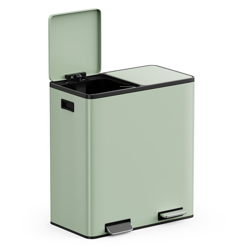 60L Compartment Bins Step On Multi-Compartment Rubbish & Recycling Bin - 60L, Green