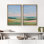 Doux pastel Rolling Hills paysage serein campagne horizon décoration murale pour le salon chambre à coucher encadrée toile chambre à coucher principale, œuvre d'art 2 pièces