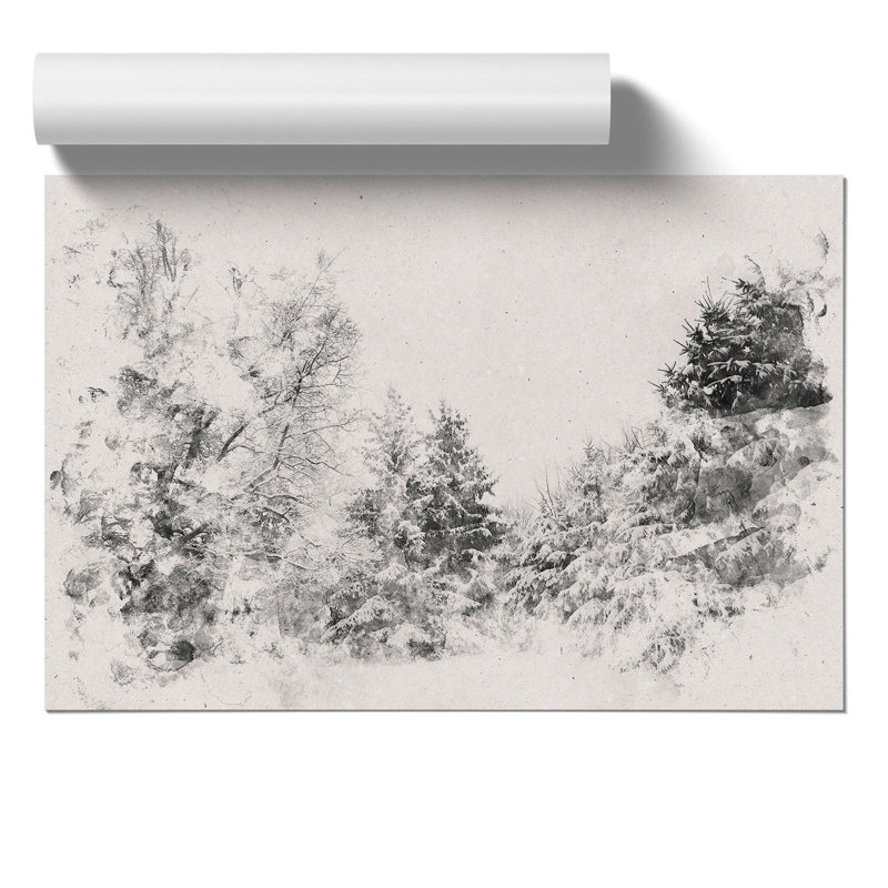 Winter Forest Watercolour - Frameless Print, 59cm H x 84cm W x 0.1cm D