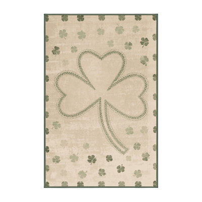 Soft Plush Fergus St Patties Modern & Contemporary Abstract Area Rug in Beige – SageGreen Binding