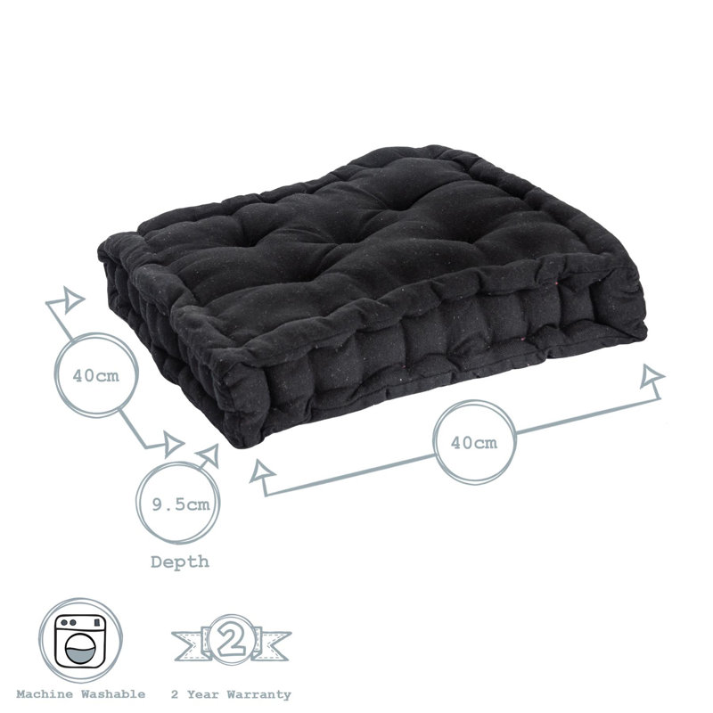 Nicola Spring - French Mattress Seat Cushion - 40cm, Black