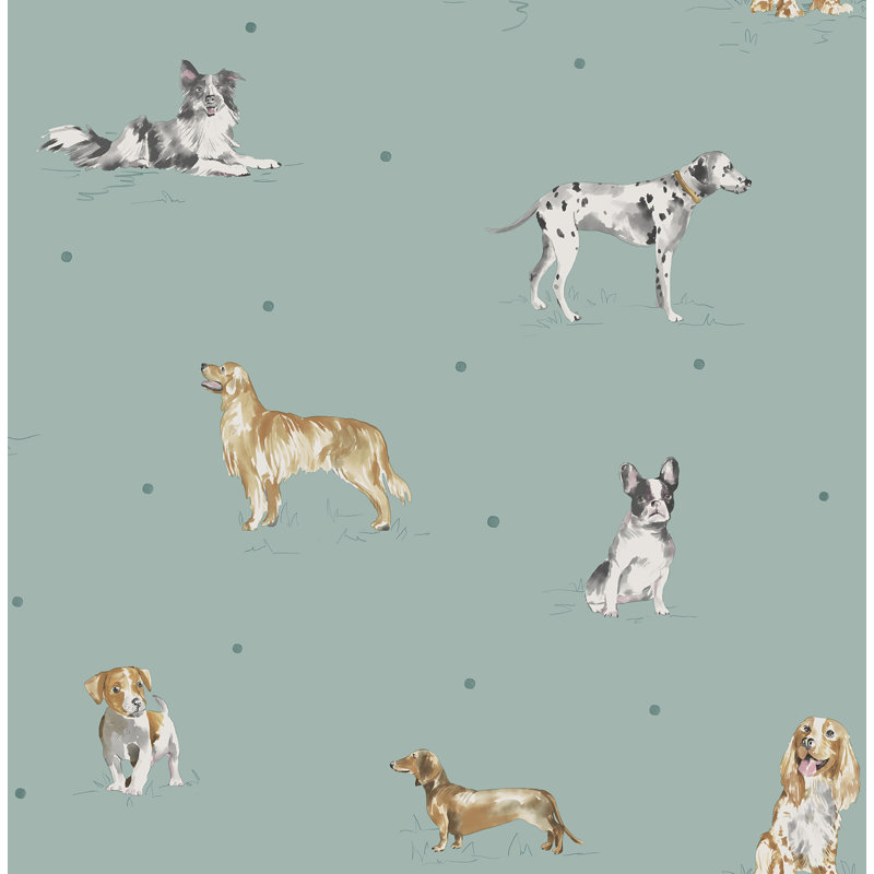 Delmar Blue Painted Dogs Wallpaper