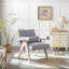 Chaise d'appoint, pieds en bois d'hévéa KD avec finition. Le tissu recouvre le siège. Avec coussin