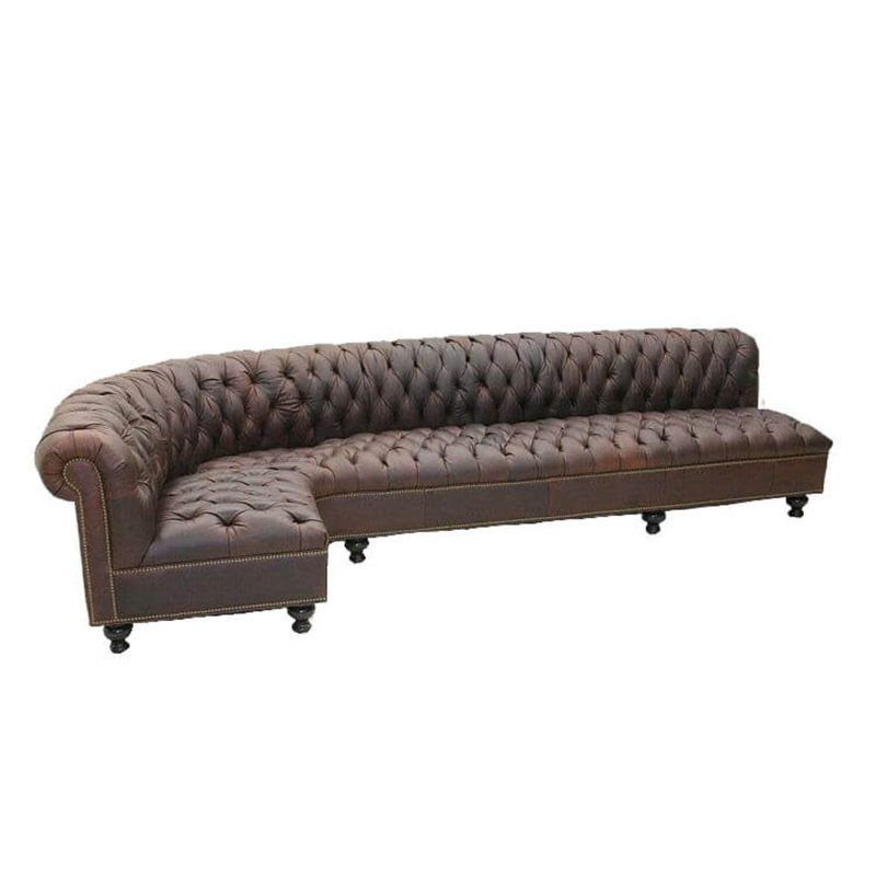 Leather Sectional, Hair Hide Brindle, French Ivory, Old Silver