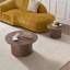 Ensemble de 2 tables gigognes rondes classiques en MDF brun pour le salon, style traditionnel