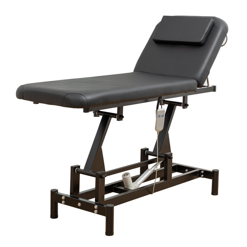 Table de massage électrique à hauteur ajustable, lit de salon robuste avec télécommande, capacité de 440 lb, structure en métal noir
