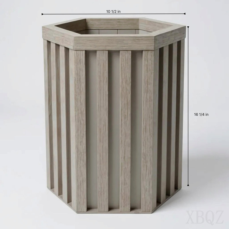 Hexagon Column Planter Sm - Grey Brown, Brown Gray, 16.25" H x 10.5" W x 9.13" D