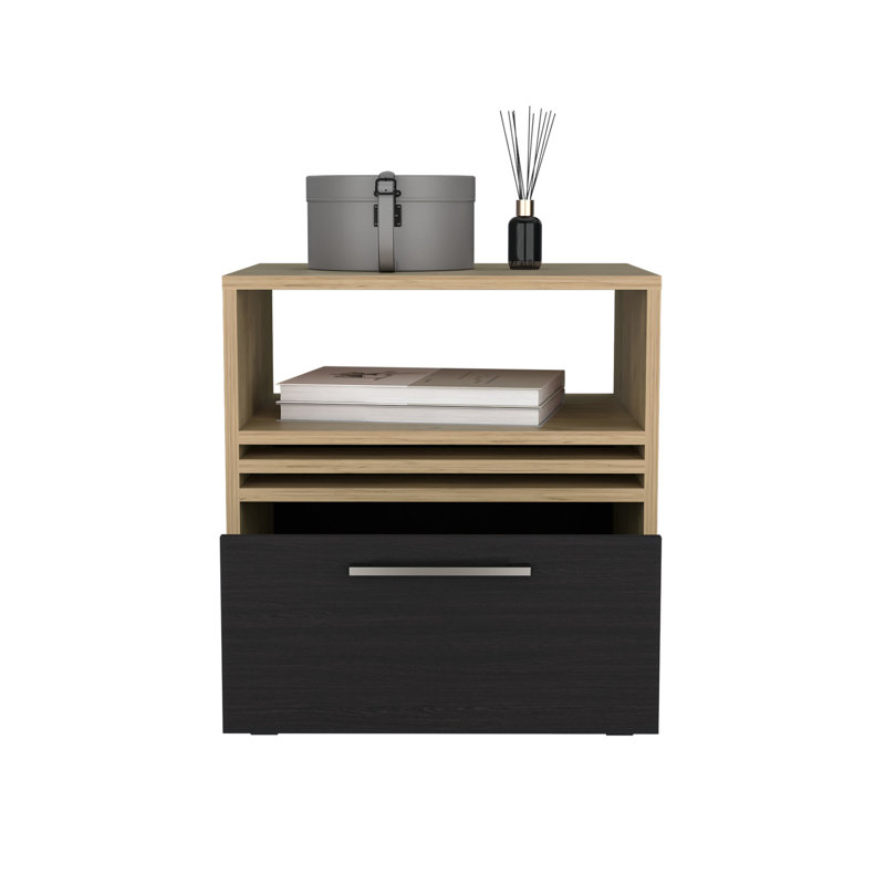 Table de chevet de chambre à coucher de 20 po de hauteur, tiroir et tablette, pour une navigation de rangement pratique, table de chevet moderne en chêne naturel, sans couture,
