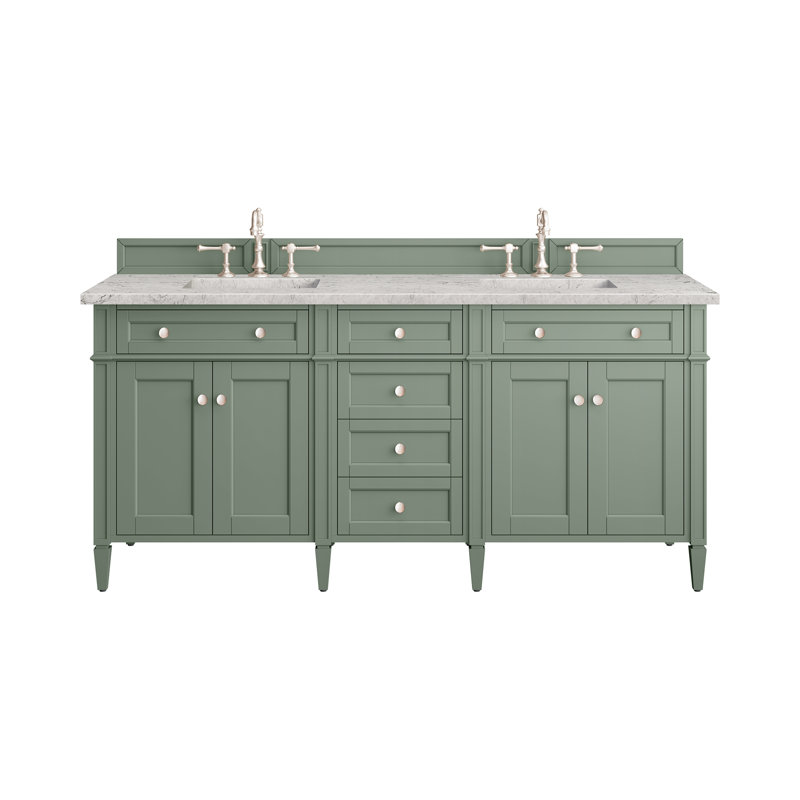 Meuble-lavabo double l 72 po Dussault, Perle jasmin éternelle, Céladon fumé, 8 po