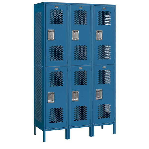 Casier gym à 2 étages 3 large, H 78 po x l 45 po x P 18 po, Bleu