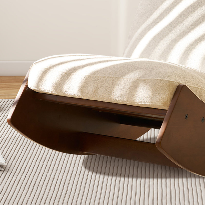 Chaise berçante en bois massif Latiah, Blanc