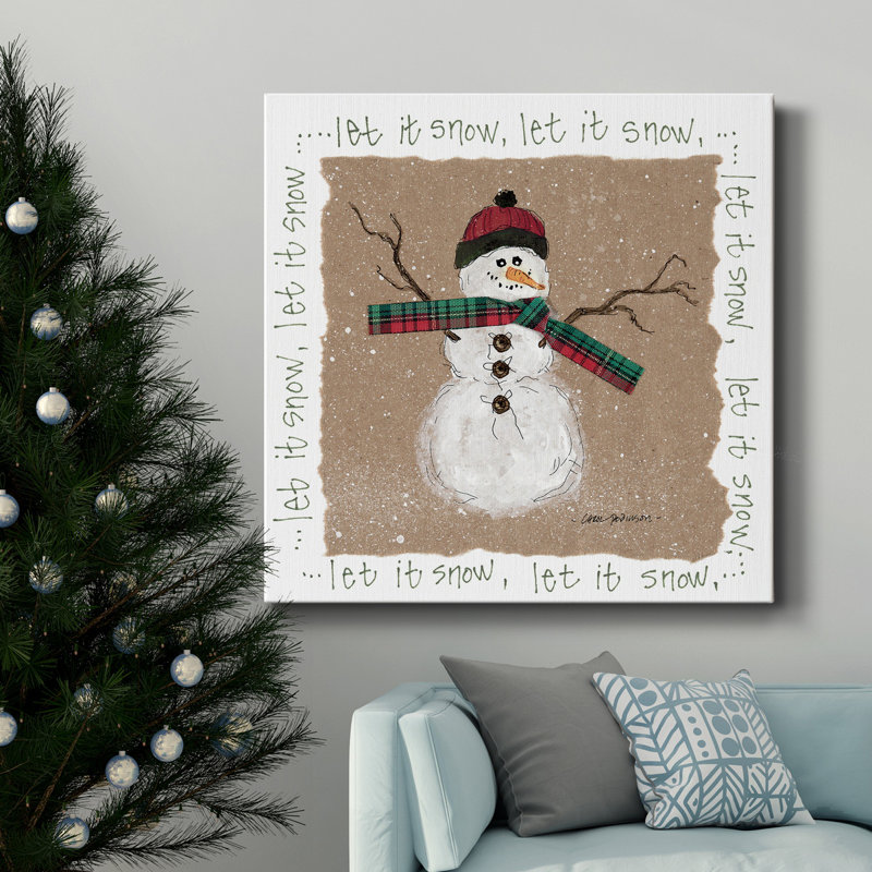 Bonhomme de neige - Toile tendue avec châssis de qualité supérieure - prête à être accrochée, H 10 po x l 10 po x P 1,5 po