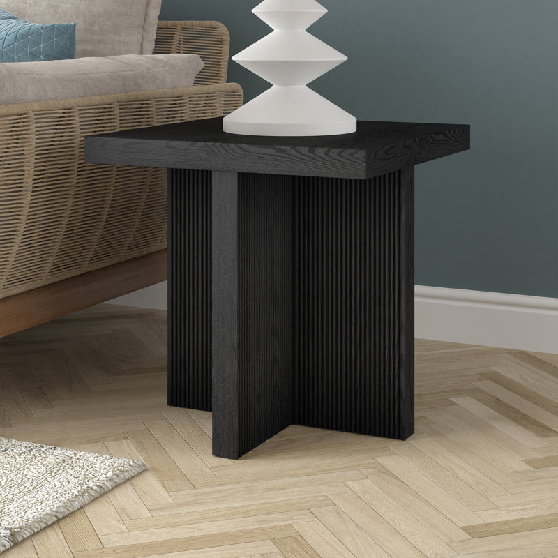 Kaia Side Table, Espresso Wood, Black
