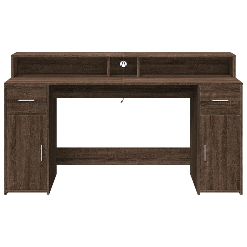 Computer Desk, Brown oak/Look, 91cm H x 160cm W x 55cm D
