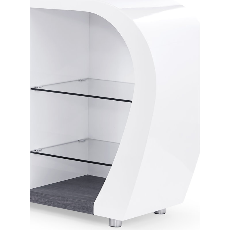 Buffet Anne avec fini gris et blanc et rangement à plusieurs tablettes