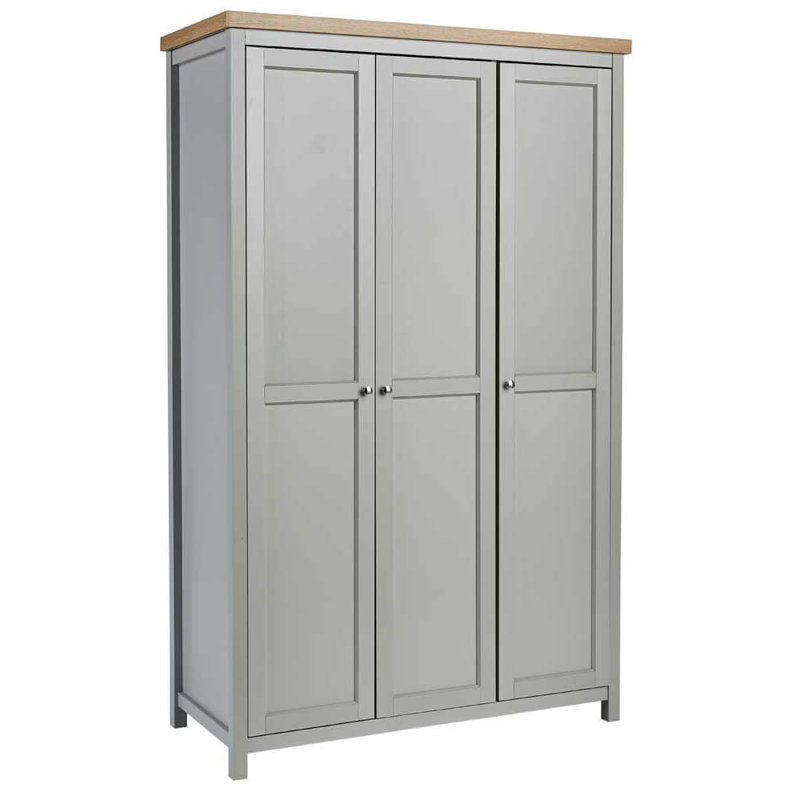 Johnny 3 Door Wardrobe, Light Grey