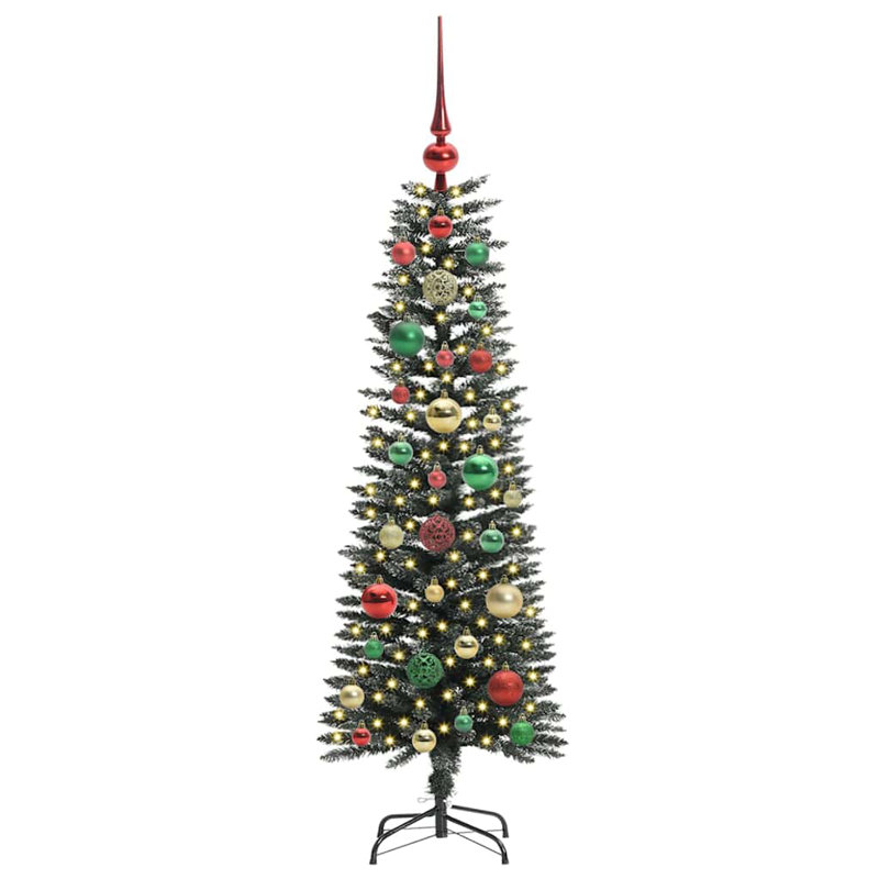 Artificial Christmas Tree with Stand, 3.94' H, Red/Green/Gold