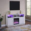 Meuble télé 70 po à finition noyer blanc avec foyer, lumière DEL, armoires, tablettes-1662574415