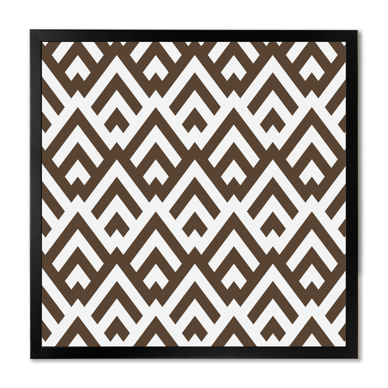 «Dark Brown Triangular Geometrics», reproduction d'art moderne sur toile, Cadre photo noir, H 30 po x l 30 po
