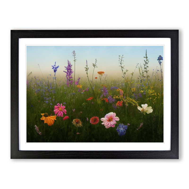 XH1022-8714X Supreme Wildflowers Floral 1 Piece Single Picture Frame Wall Art, 25cm H x 34cm W x 2cm D, Black