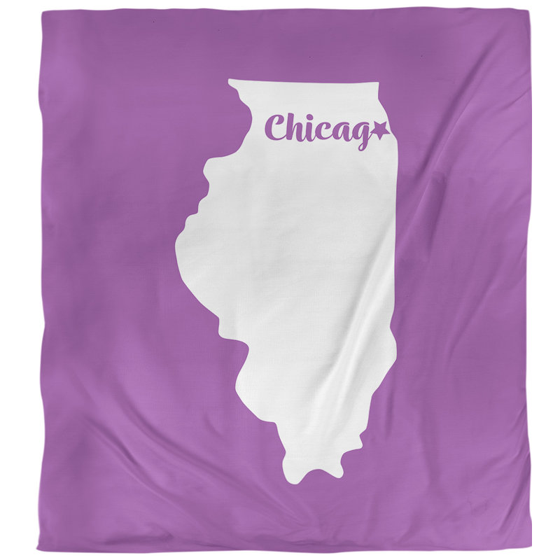 Housse de couette simple chicago Illinois, Housse de couette simple TG, Violet, Polyester brossé