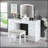 Contemporary Style Vanity Set With 3Mm Mirror, LED Lights, Storage Drawers, Wooden Glides, And Padded Stool For Bedroom