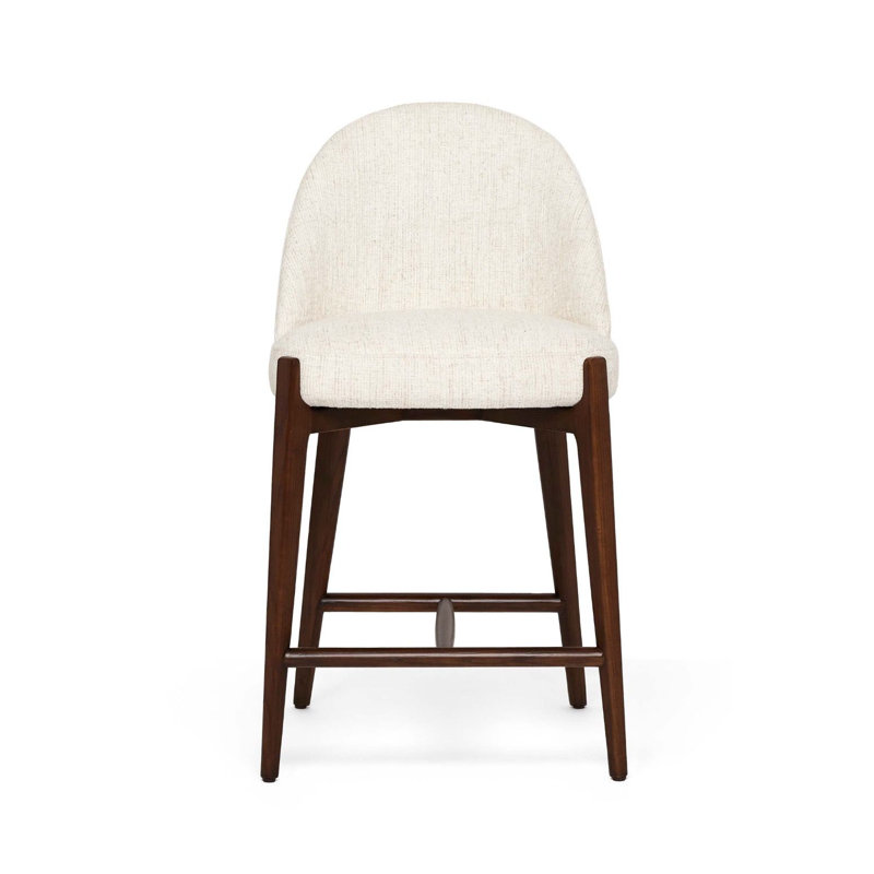 Oakley Upholstered Stool with Solid Wood Frame, Desert Dune, Toffee