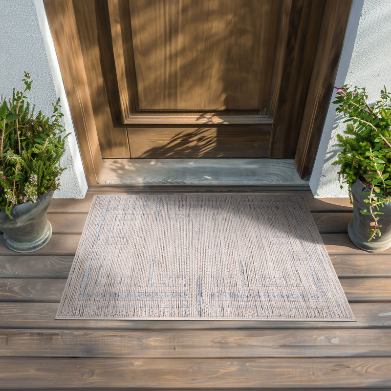 Tapis intérieur / extérieur beige et gris Amanda, Rectangle 2 pi x 3 pi