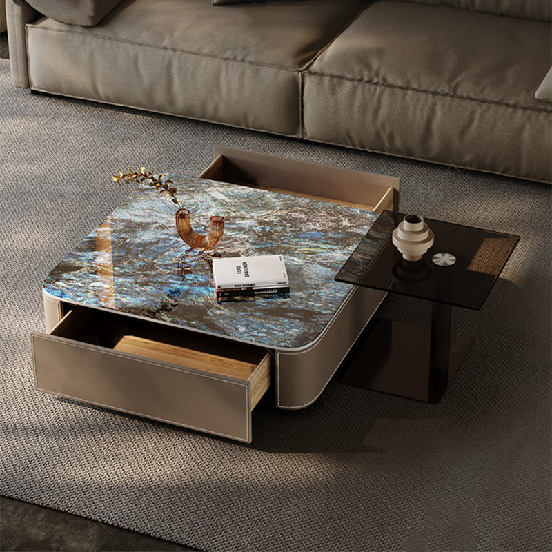 Table basse carrée moderne et luxueuse