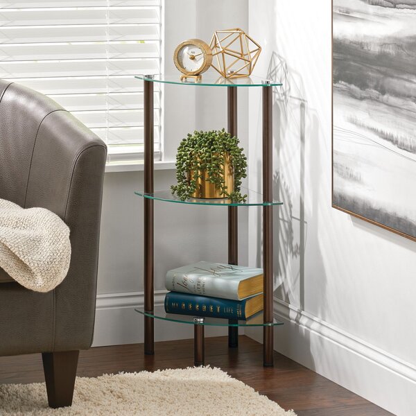 mDesign Steel/Plastic 2-Tier Bathroom Organizer Corner Shelf - Clear/Matte  Black