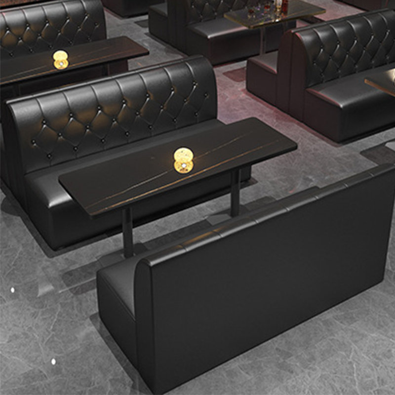 Banc rembourré en similicuir pour trois personnes, Noir