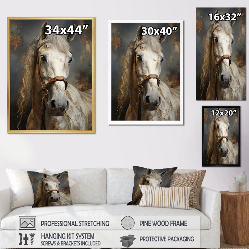 Lasaundra White Horse, Cadre simple noir, H 20 po x l 12 po x P 1 po