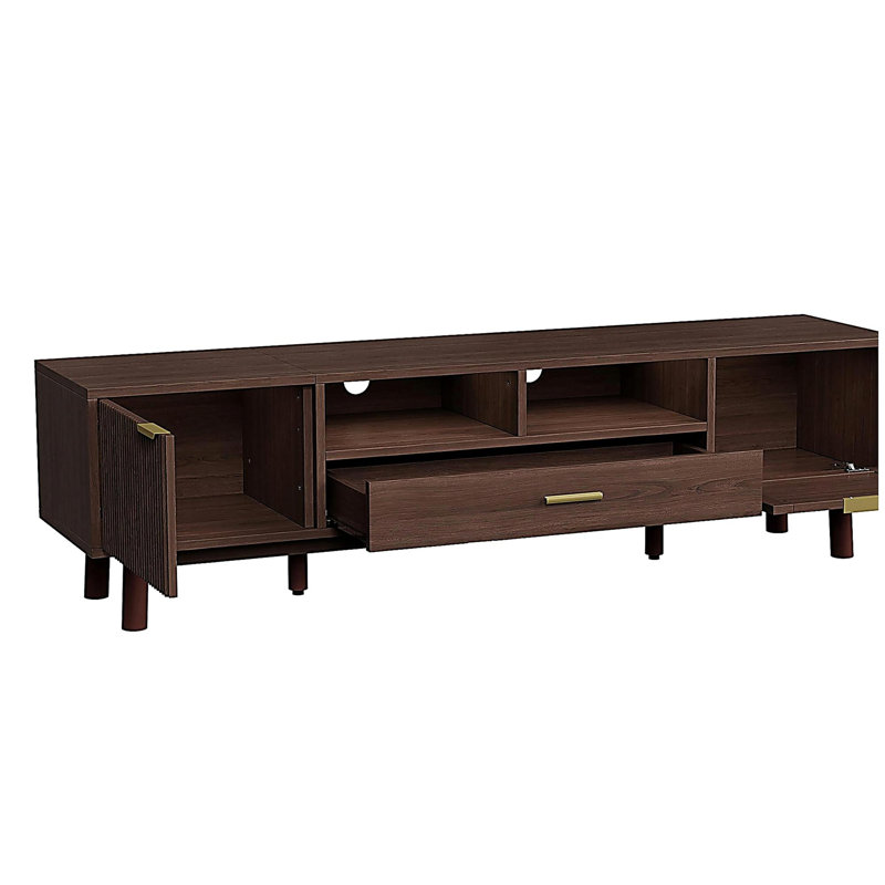 Wood Fashionable TV Stand for 75" TVs, TV Cabinet with Soft-Closing Door and Drop-Down Door Cabinet, Modern TV Consoles for Living Room, Bedroom