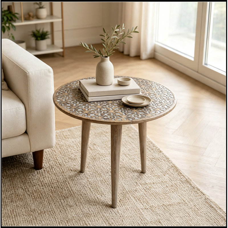 Table de bout ronde avec pieds robustes