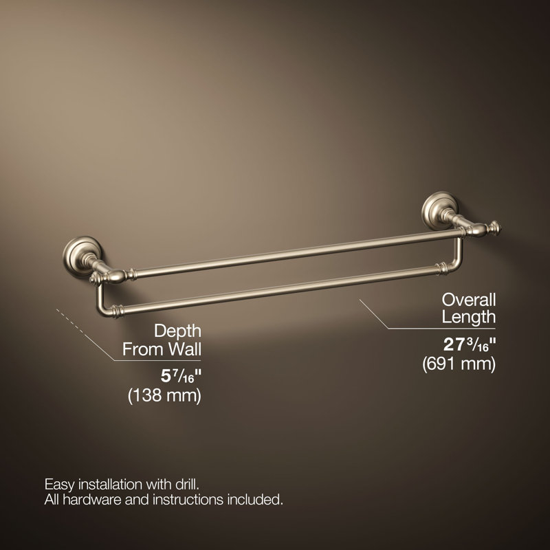 Artifacts® Double 24" Wall Mounted Towel Bar, Vibrant Brushed Bronze
